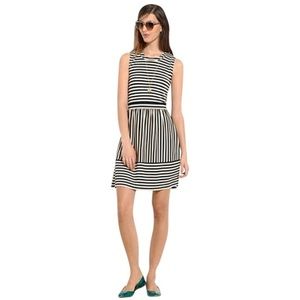 Madewell Hi-Line Black and Cream Stripe Dress